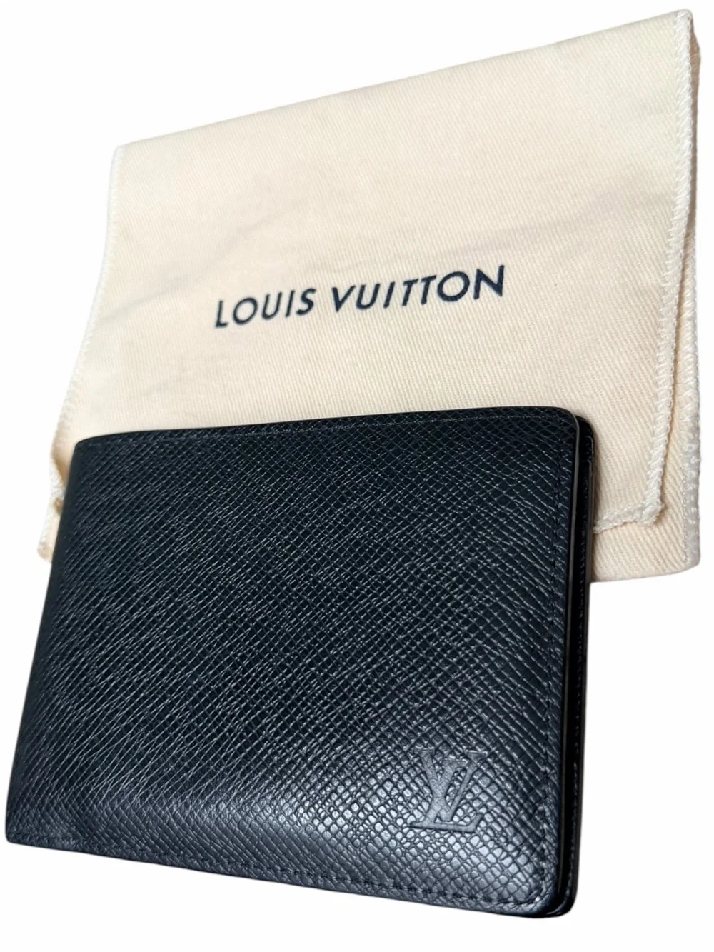 Louis Vuitton Black Taïga Leather Multiple Wallet- FREE COA